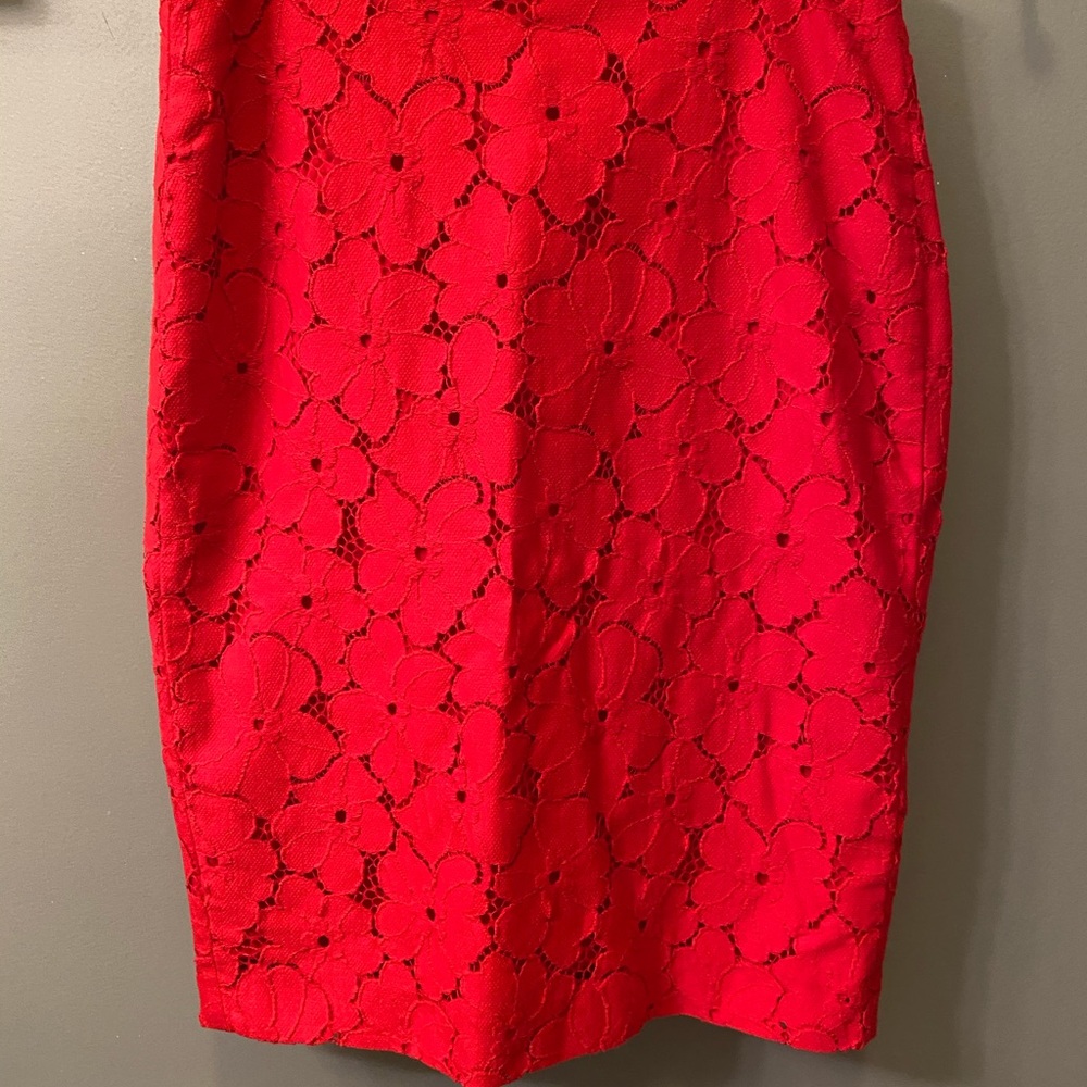 Red lace banana republic pencil skirt